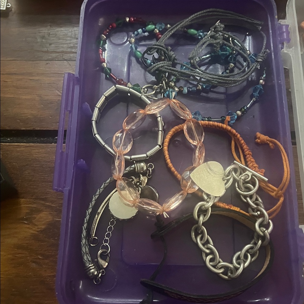 Assorted Women’s Beaded and Cord Bracelets - Pink, Orange, Multicolor